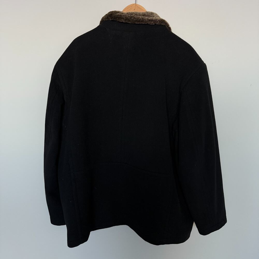 MARC New York Mens Coat XL Black Wool Cashmere Made in Italy Faux Fur Collar - Picture 11 of 11